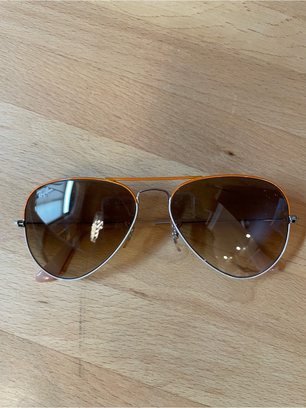 Ray-Ban women Aviator Sunglasses 2 tone frame (orange +pink)Gradient Brown Lens